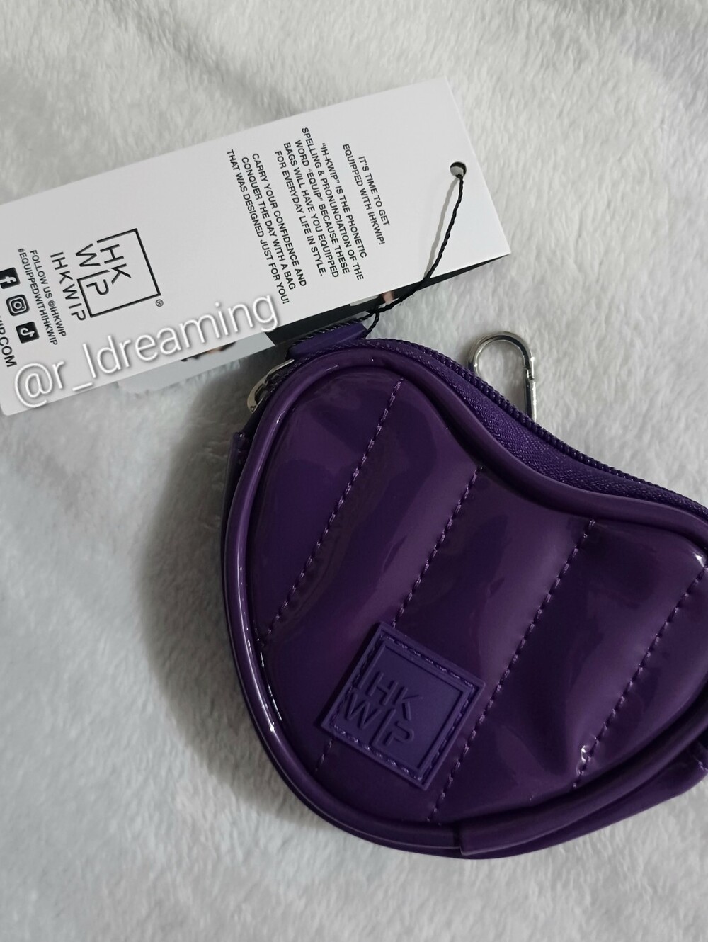 NWT IHKWIP THE BE MY VALENTINE HEART POUCH - PATENT PURPLE One Size